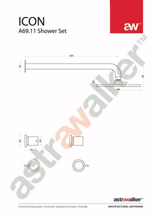 Astra Walker Showers Astra Walker Icon Wall Mounted Shower Set with 200mm Rose