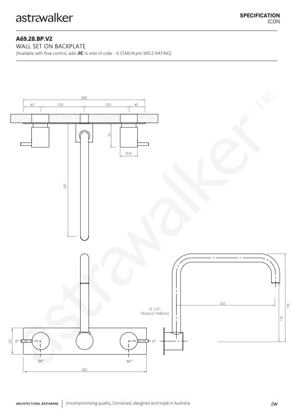 Astra Walker Basin Taps Astra Walker Icon Wall Set on Backplate