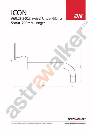 Astra Walker Spouts Astra Walker Icon Underslung Swivel Wall Spout 200mm