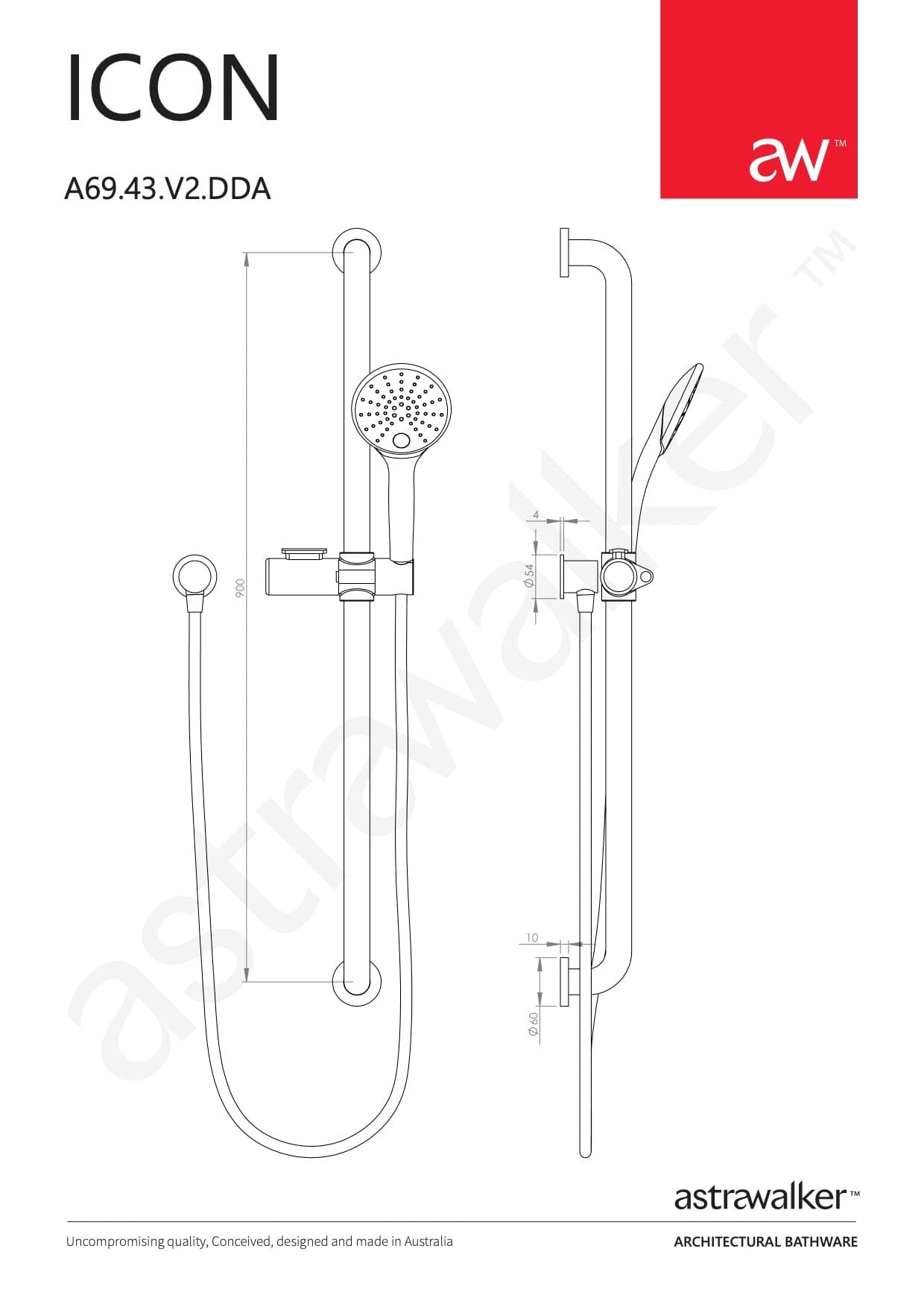 Astra Walker Shower Astra Walker Icon Multi-Function Disabled Slide Shower
