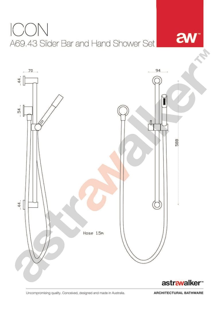 Astra Walker Shower Astra Walker Icon Single Function Slide Shower