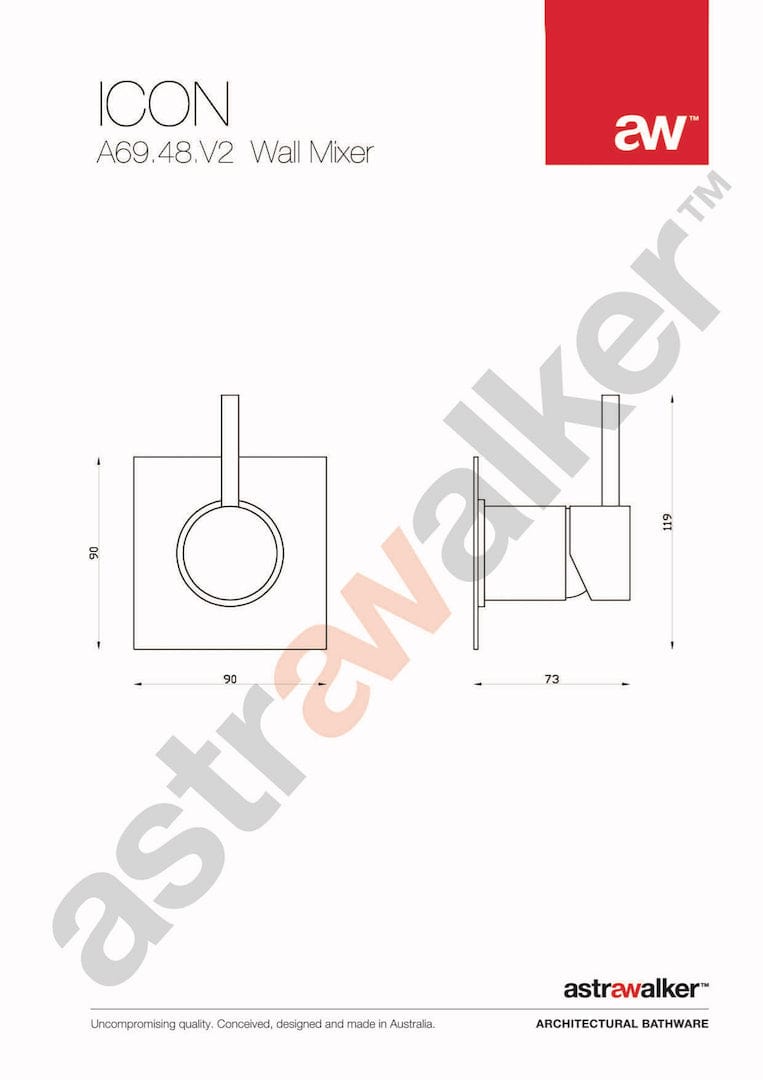Astra Walker Wall Mixers Astra Walker Icon Wall Mixer on Square Backplate
