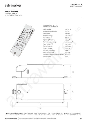 Astra Walker Bathroom Accessories Astra Walker Olde English Vertical Heated Towel Rail 900mm