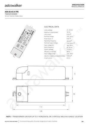 Astra Walker Bathroom Accessories Astra Walker Icon Heated Towel Rail 800mm