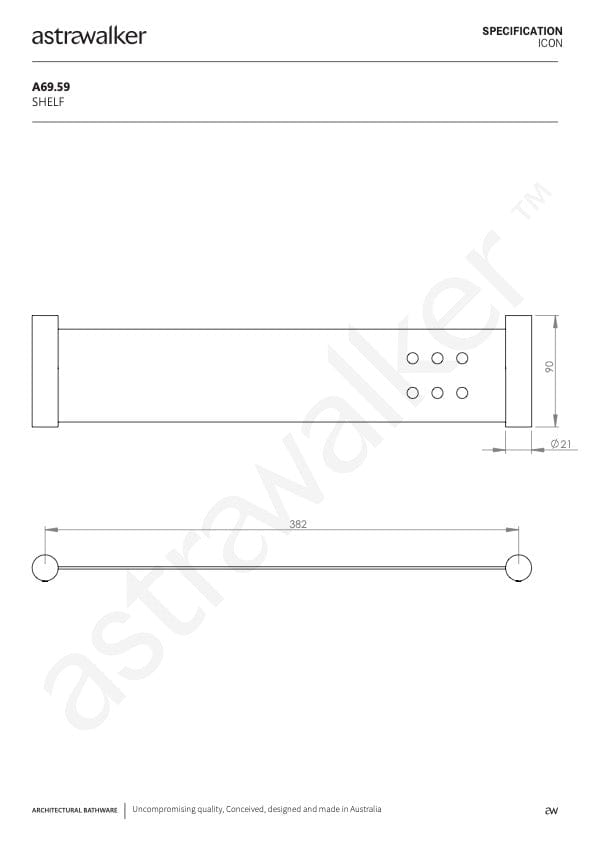 Astra Walker Bathroom Accessories Astra Walker Icon Shelf | 316 Stainless Steel