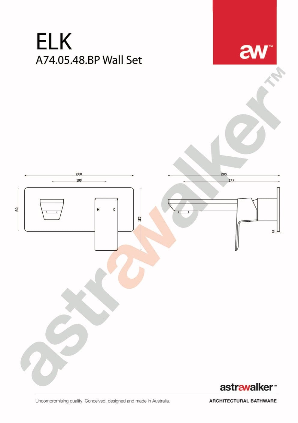 Astra Walker Basin Taps Astra Walker Elk Wall Set on Backplate