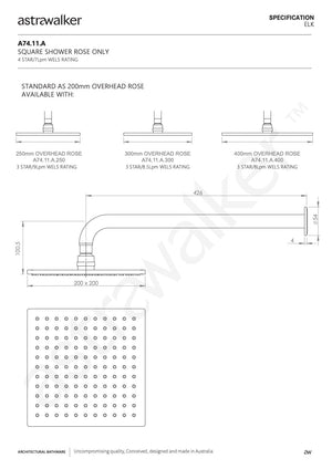 Astra Walker Basin Taps Astra Walker Elk Wall Mounted Shower with 400mm Rose