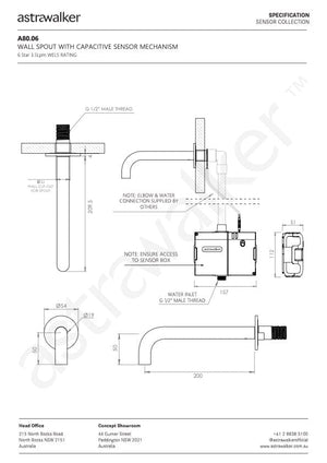 Astra Walker Basin Taps Astra Walker Sensor Wall Mounted Spout 200 x 19mm