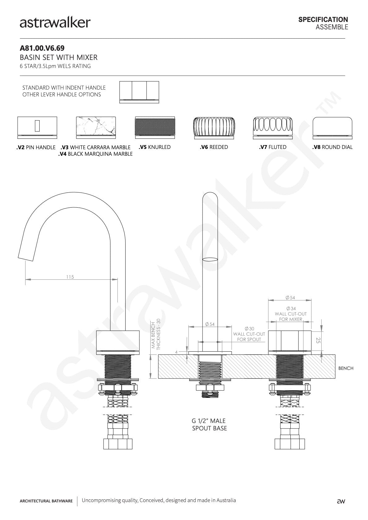 Astra Walker Basin Taps Astra Walker Assemble Progressive Gooseneck Basin Mixer Set | Minimal Handle