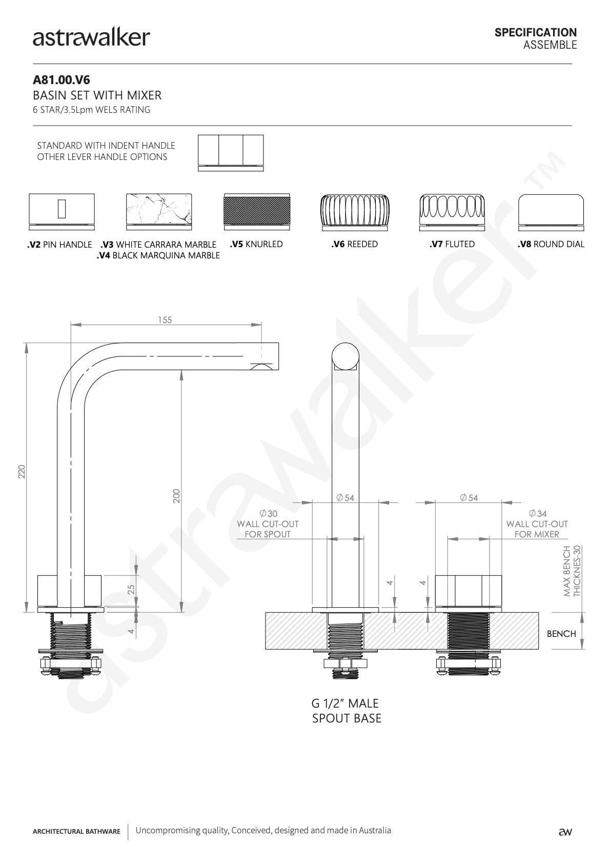 Astra Walker Basin Taps Astra Walker Assemble Progressive Basin Mixer Set | Dial Handle