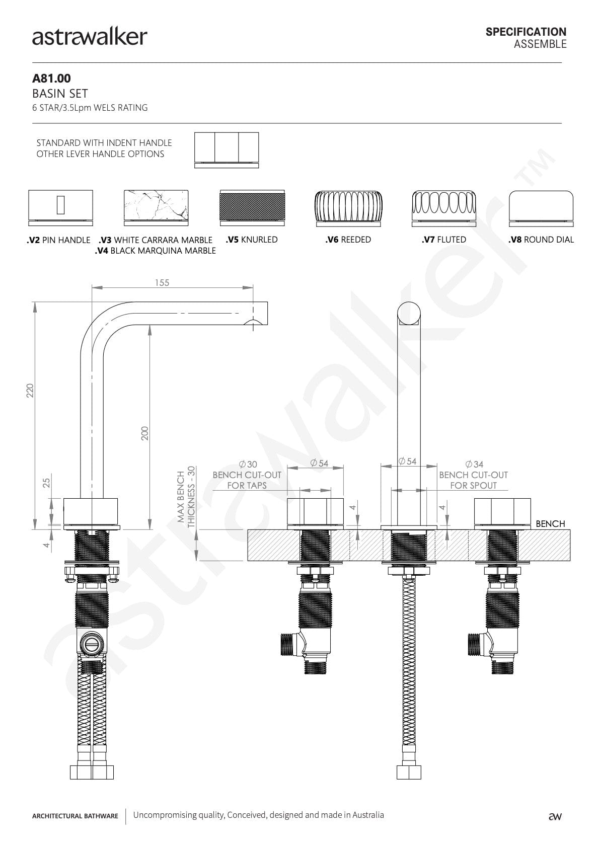 Astra Walker Basin Taps Astra Walker Assemble Basin Set | Minimal Handle