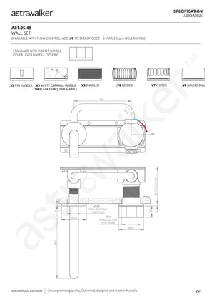 Astra Walker Basin Taps Astra Walker Assemble Progressive Wall Mixer Set with 150mm Spout | Minimal Handle