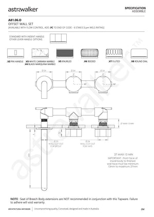 Astra Walker Basin Taps Astra Walker Assemble Wall Set Offset with 200mm Spout | Minimal Handle