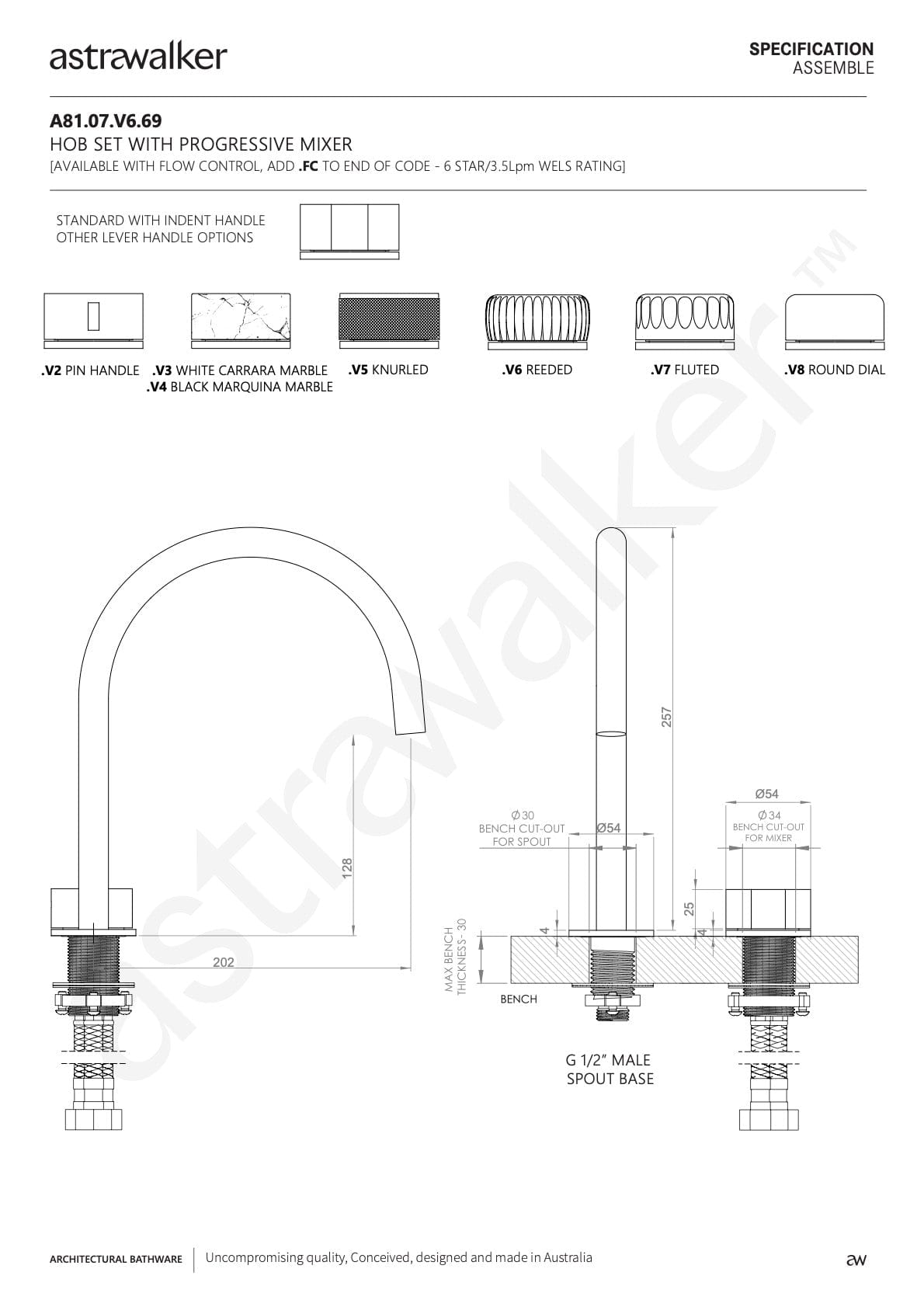 Astra Walker Kitchen Taps Astra Walker Assemble Progressive Gooseneck Hob Mixer Set | Minimal Handle