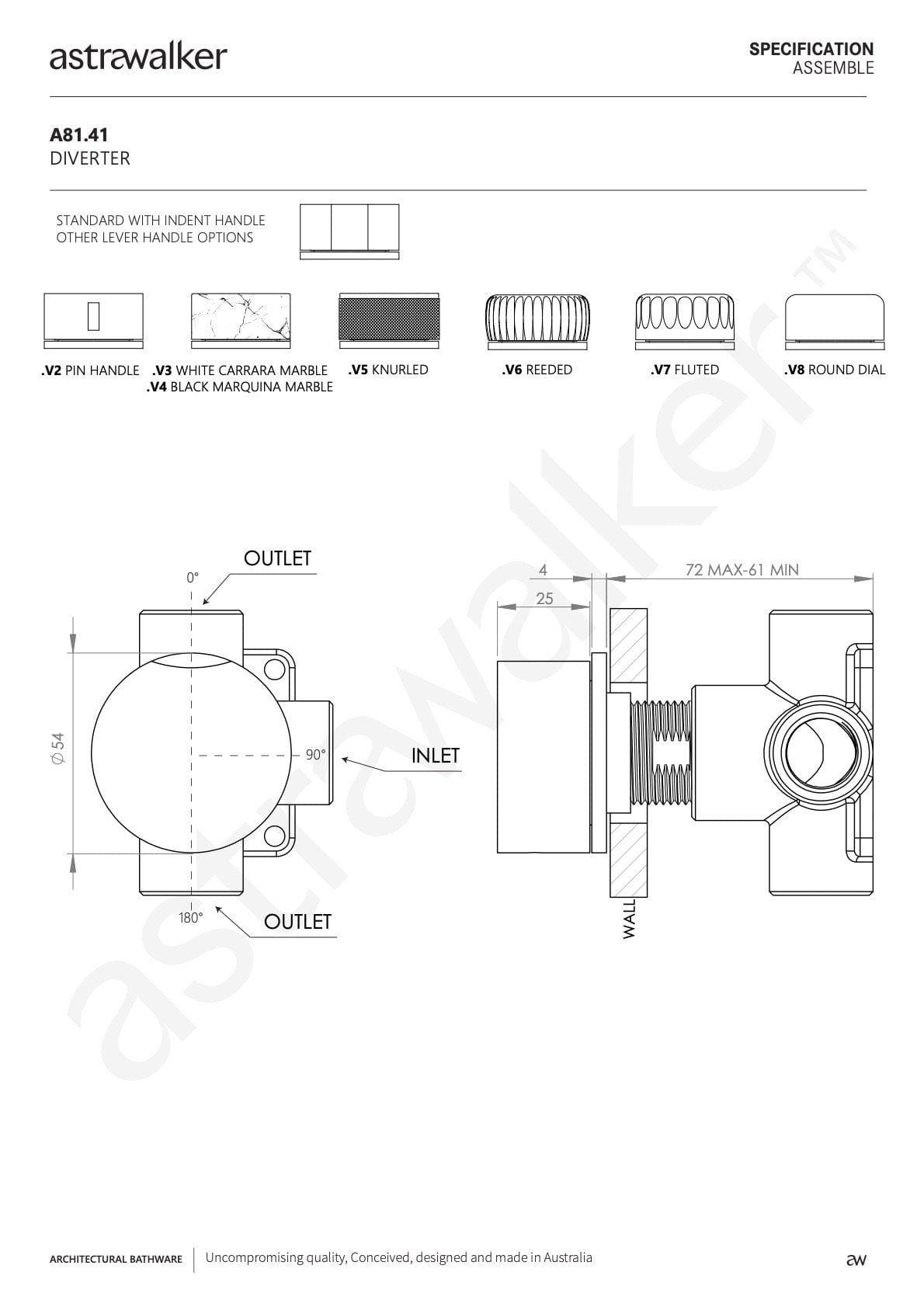 Astra Walker Diverter Astra Walker Assemble Diverter | Minimal Handle