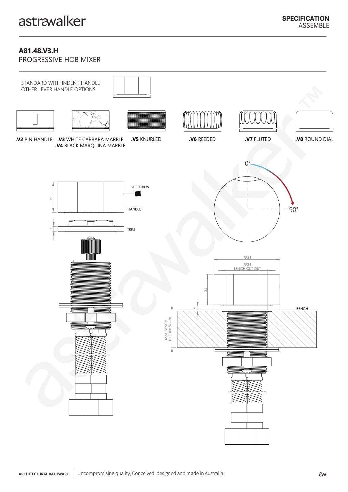 Astra Walker Mixer Astra Walker Assemble Progressive Hob Mixer | Marble Handle