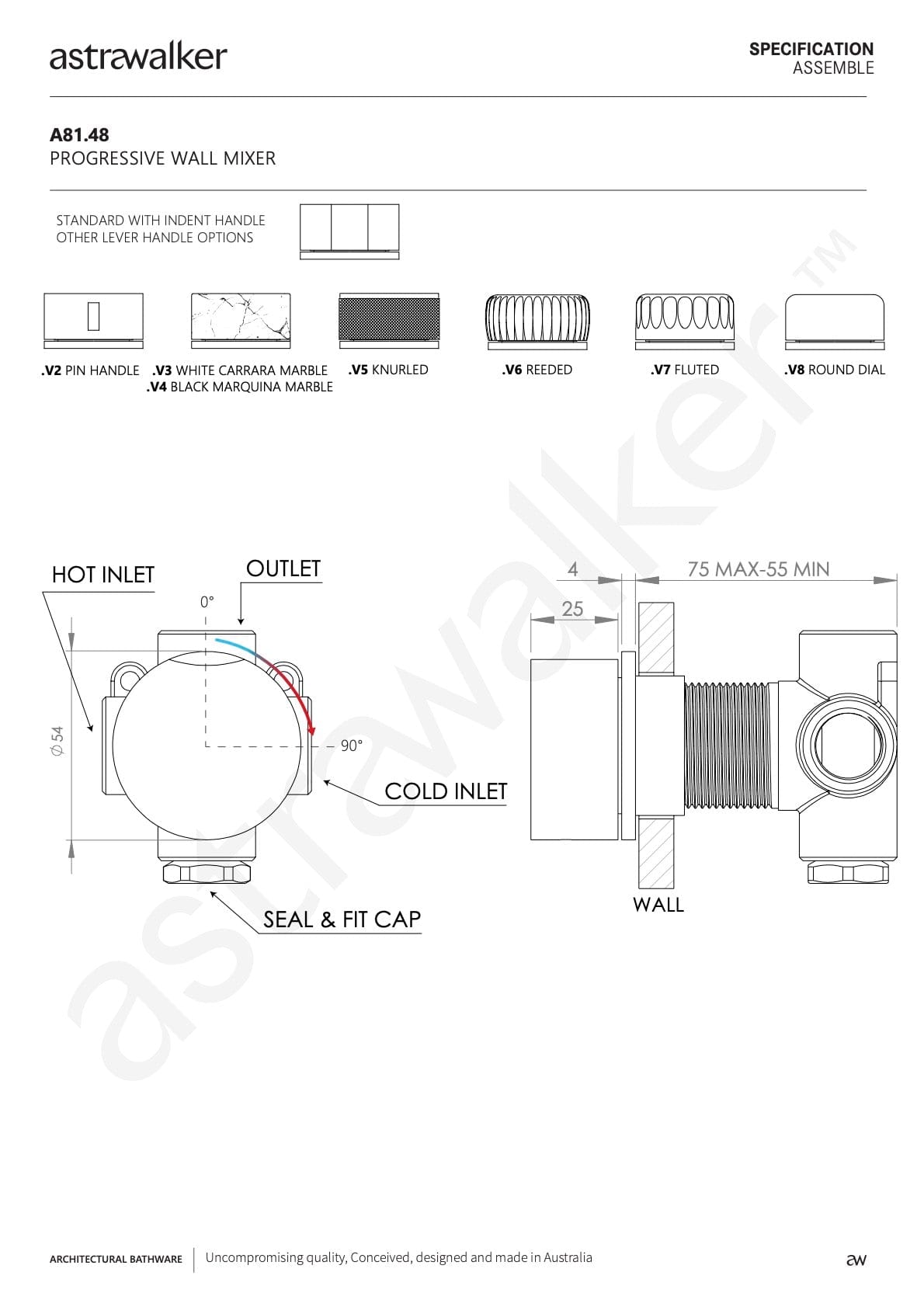 Astra Walker Wall Mixers Astra Walker Assemble Progressive Wall Mixer | Dial Handle