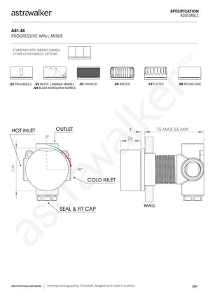 Astra Walker Wall Mixers Astra Walker Assemble Progressive Wall Mixer | Dial Handle