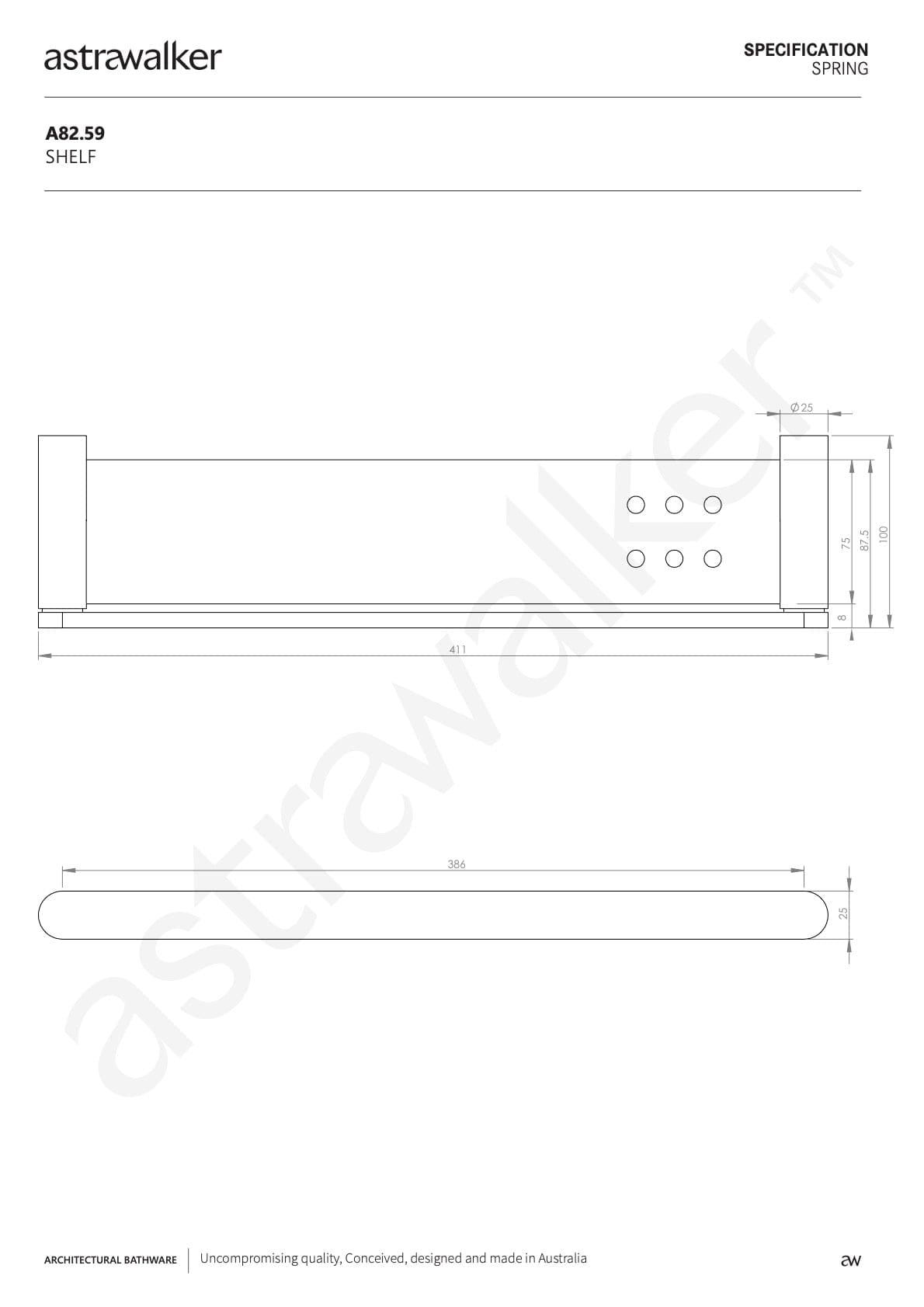 Astra Walker Bathroom Accessories Astra Walker Spring Shelf