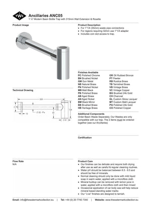 The Watermark Collection Bathroom Accessories Polished Chrome The Watermark Collection Ancillaries Modern Bottle Trap