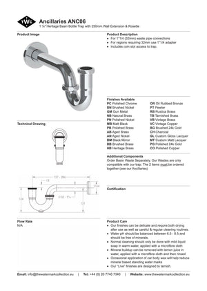 The Watermark Collection Bathroom Accessories Polished Chrome The Watermark Collection Ancillaries Heritage Bottle Trap