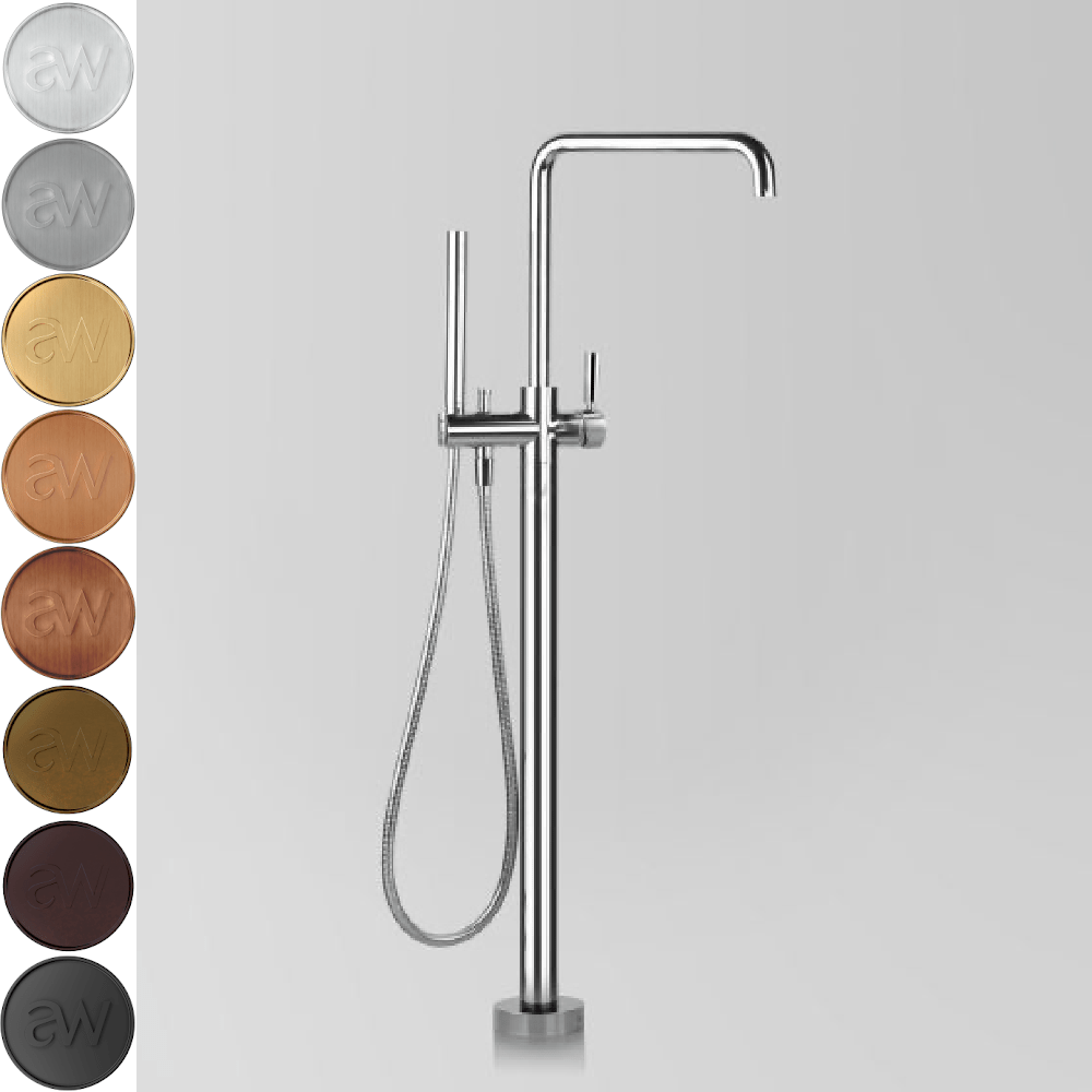 Astra Walker Wall Mixers Astra Walker Icon + Lever Floor Mounted Bath Mixer with Single Function Hand Shower