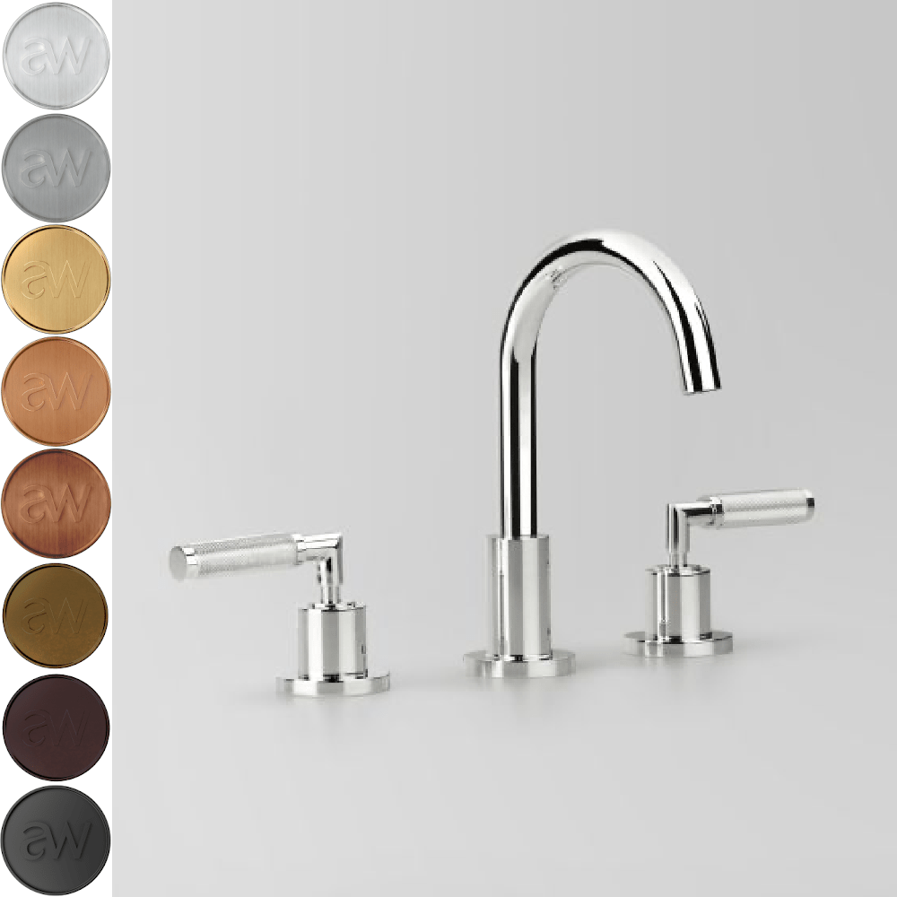 Astra Walker Basin Taps Astra Walker Knurled Icon + Lever Gooseneck Basin Set with 117mm Spout