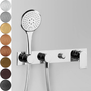 Astra Walker Showers Astra Walker Metropolis Wall Mixer with Multi-Function Hand Shower & Diverter on Backplate