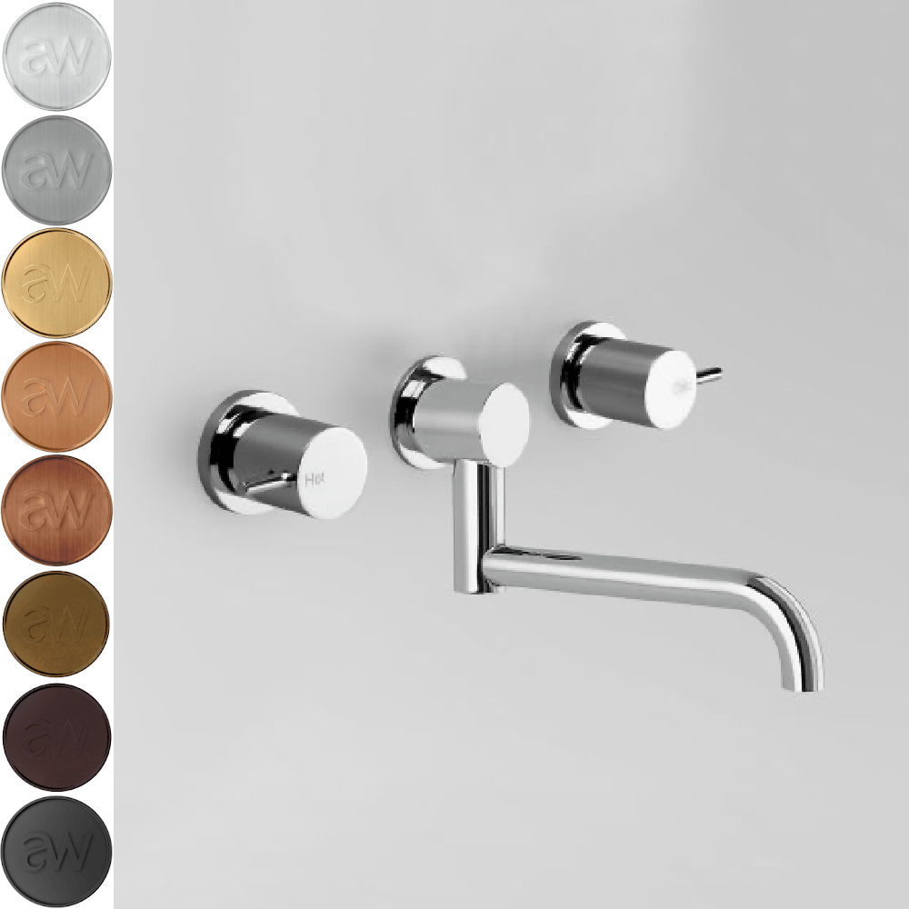 Astra Walker Basin Taps Astra Walker Icon Wall Set with 205mm Underslung Swivel Spout