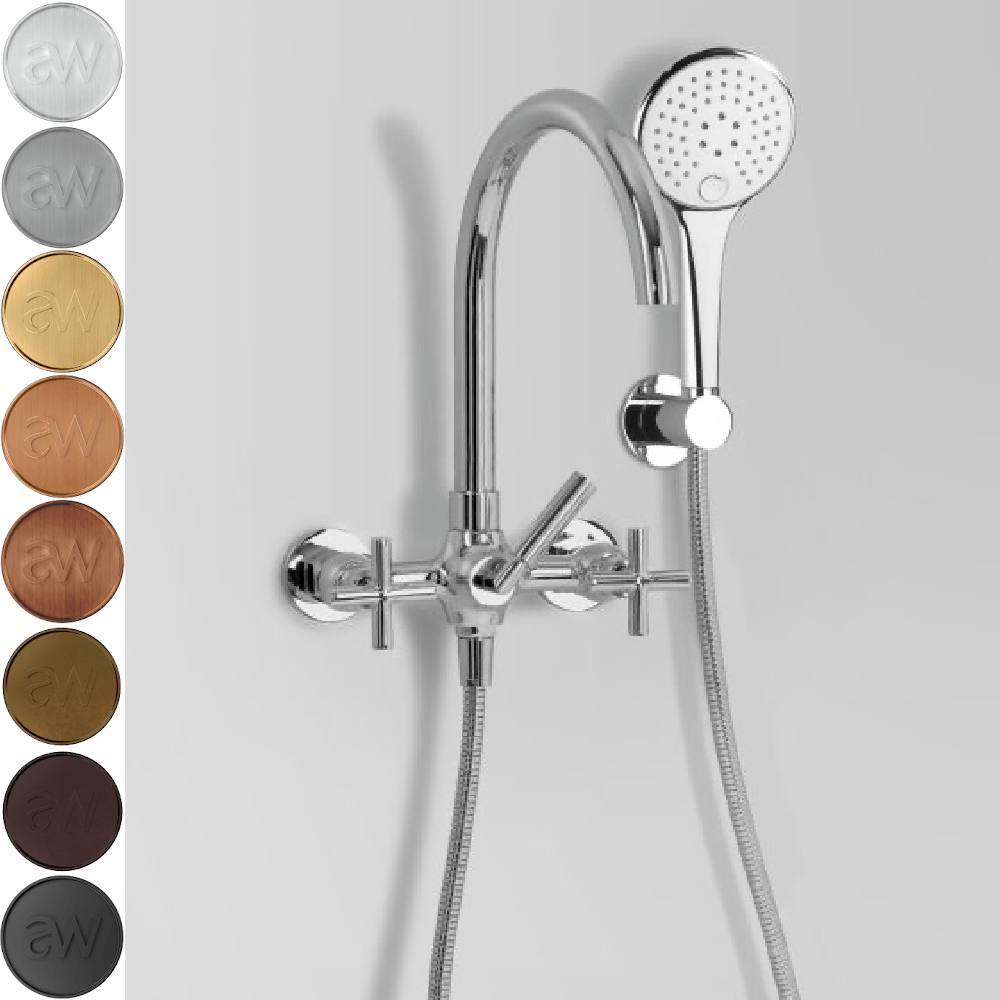 Astra Walker Bath Taps Astra Walker Icon + Wall Mounted Bath Mixer with Multi-Function Hand Shower