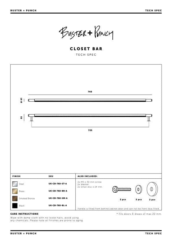 Buster + Punch Handles Buster + Punch Closet Bar | Brass