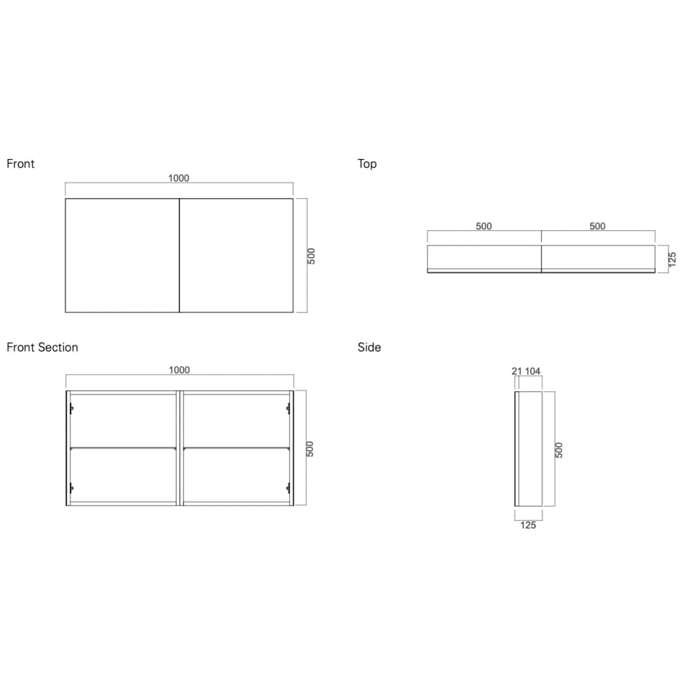 Bath Co Mirror Cabinet Michel César Cube 1000 Mirror Cabinet | 1 Door & 1 Shelf