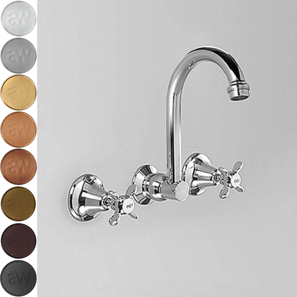 Astra Walker Basin Taps Astra Walker Olde English Gooseneck Wall Set with 170mm Spout