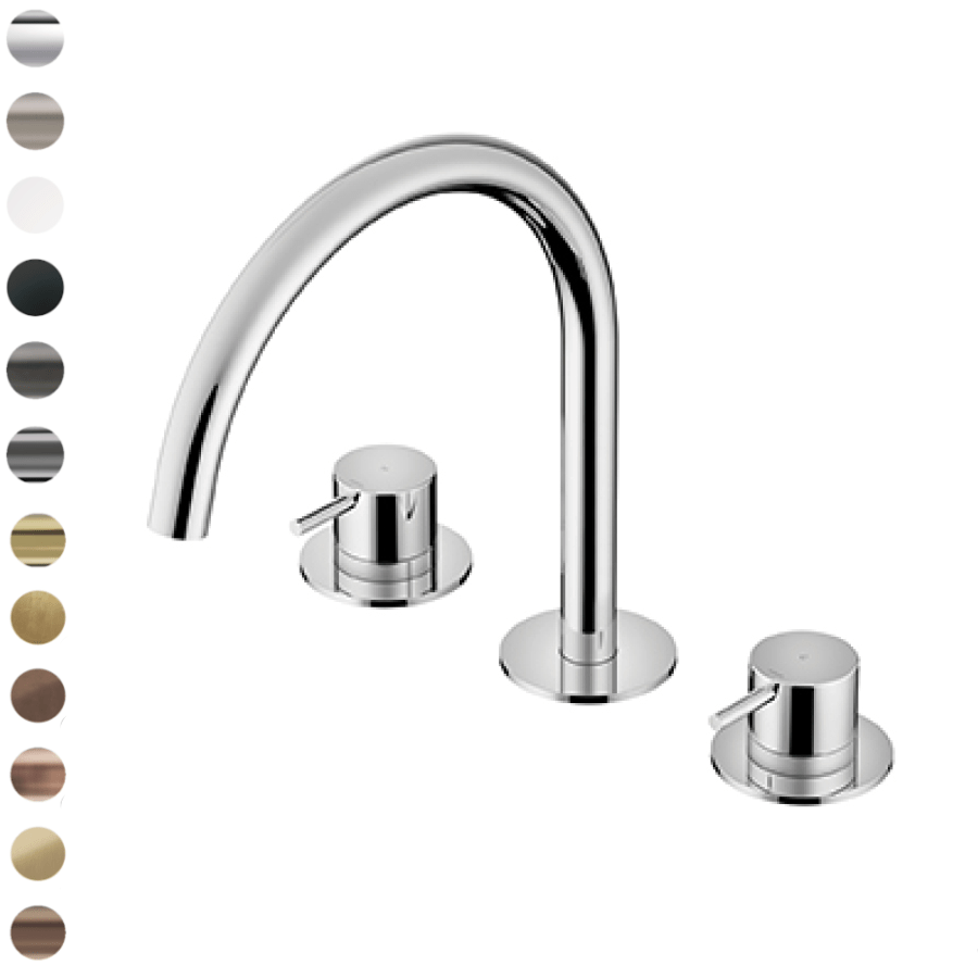 Plumbline Basin Taps Buddy 3 Hole Basin Mixer Swivel Spout