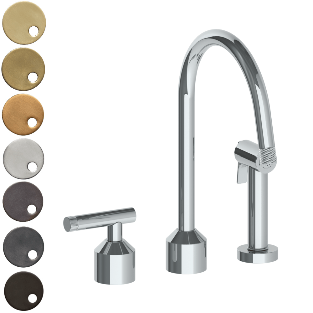 The Watermark Collection Kitchen Taps Polished Chrome The Watermark Collection Urbane 2 Hole Kitchen Set with Swan Spout & Separate Pull Out Rinse Spray | Astor Handle