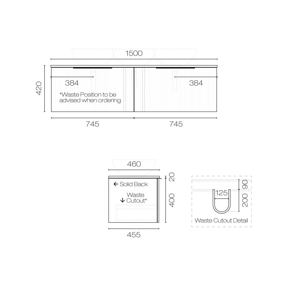 Progetto Vanity Forma Opaco 1500 2 Drawer Vanity