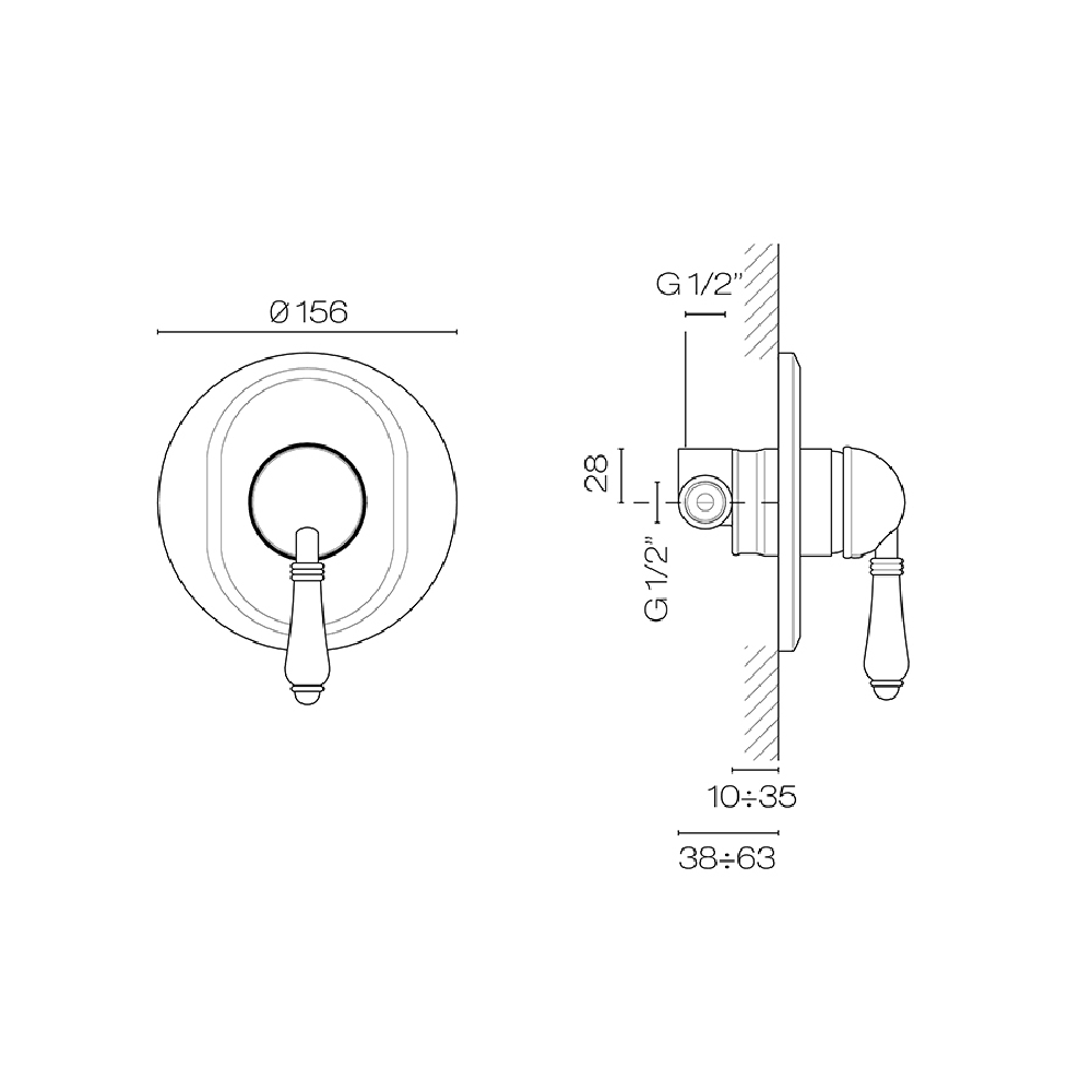 Plumbline Wall Mixers Nicolazzi Regal Shower Mixer