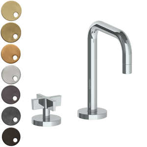 The Watermark Collection Basin Taps Polished Chrome The Watermark Collection London 2 Hole Basin Set with Square Spout | Cross Handle