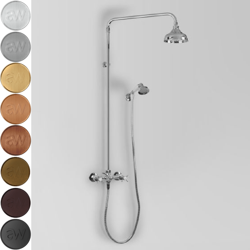 Astra Walker Showers Astra Walker Olde English Exposed Shower Set with Taps, Diverter & Single Function Hand Shower on Wall Hook