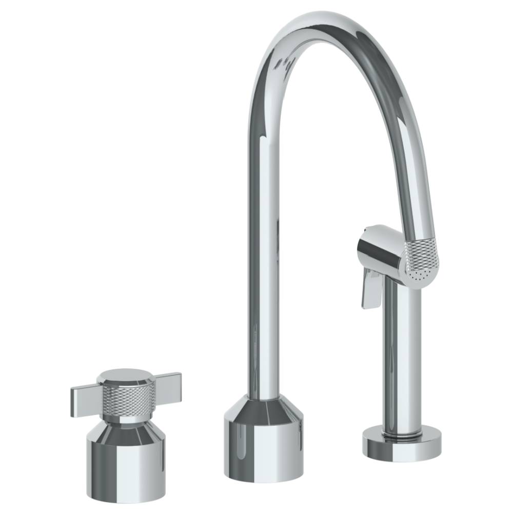 The Watermark Collection Kitchen Taps Polished Chrome The Watermark Collection Urbane 2 Hole Kitchen Set with Swan Spout & Separate Pull Out Rinse Spray | Cooper Handle