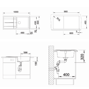 Blanco Kitchen Sinks - Granite Blanco Silgranit Metra XL 6 S Single Sink with Drainer | Anthracite