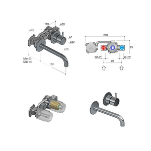 Plumbline Basin Taps Buddy Wall Mount Mixer with Fixed Centres