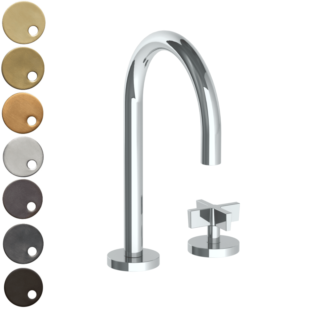 The Watermark Collection Basin Taps Polished Chrome The Watermark Collection London 2 Hole Basin Set with Swan Spout | Cross Handle