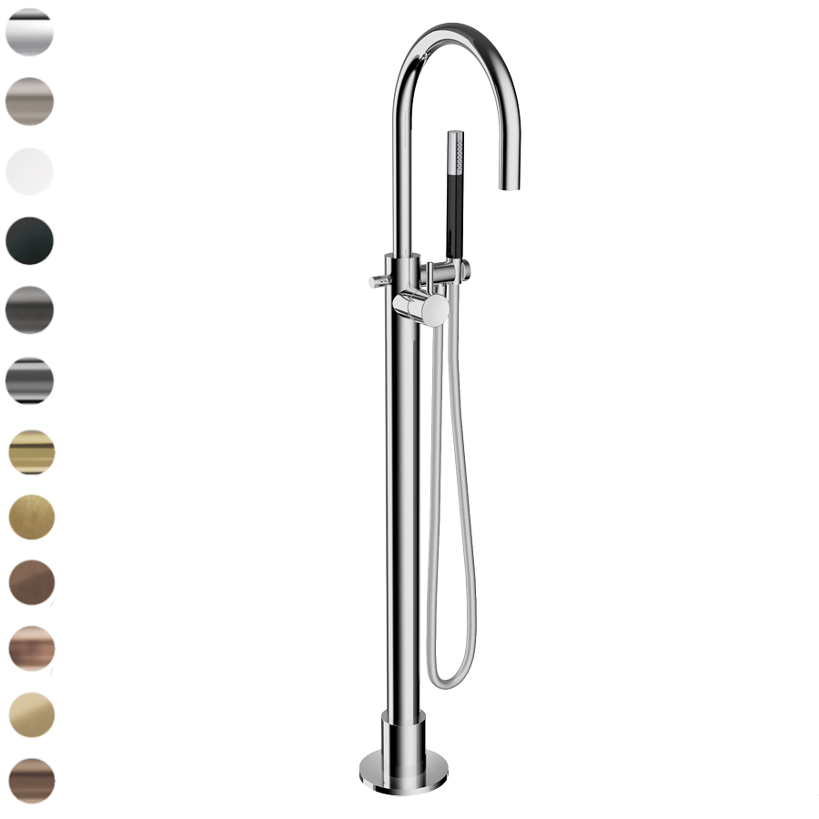 Plumbline Freestanding Bath Fillers Buddy Floor Mount Bath Filler with Hand Shower