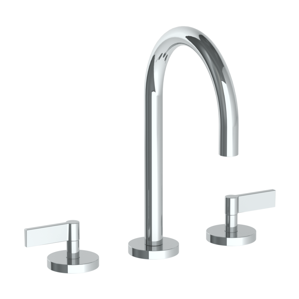 The Watermark Collection Basin Taps Polished Chrome The Watermark Collection London 3 Hole Basin Set with Swan Spout | Lever Handle