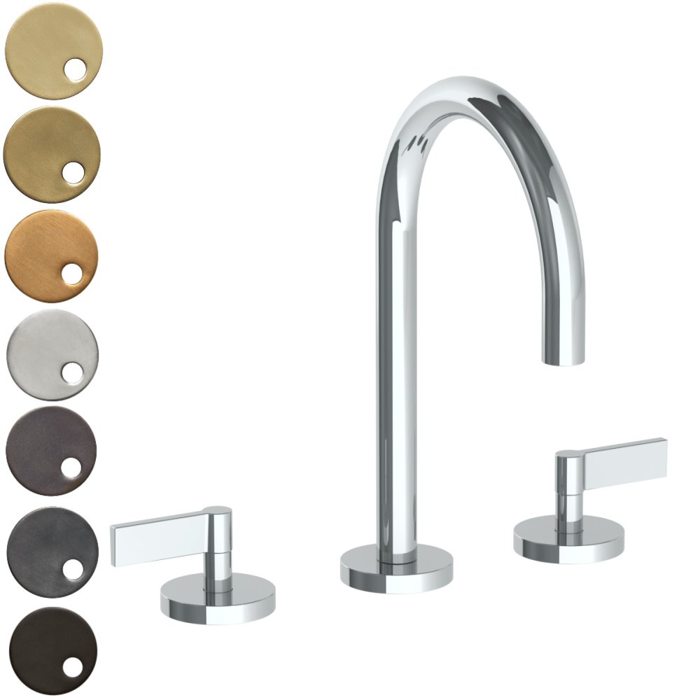 The Watermark Collection Basin Taps Polished Chrome The Watermark Collection London 3 Hole Basin Set with Swan Spout | Lever Handle