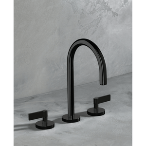 The Watermark Collection Basin Taps Polished Chrome The Watermark Collection London 3 Hole Basin Set with Swan Spout | Lever Handle