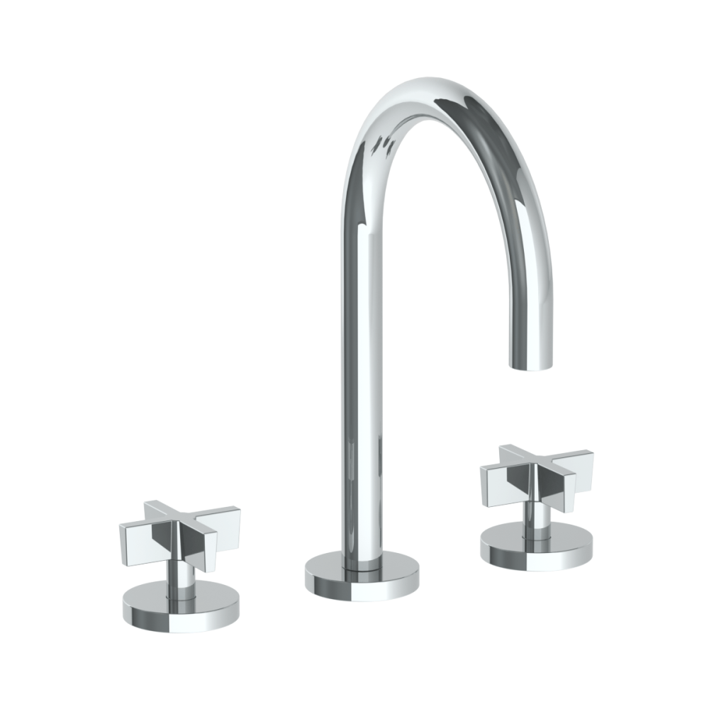 The Watermark Collection Basin Taps Polished Chrome The Watermark Collection London 3 Hole Basin Set with Swan Spout | Cross Handle