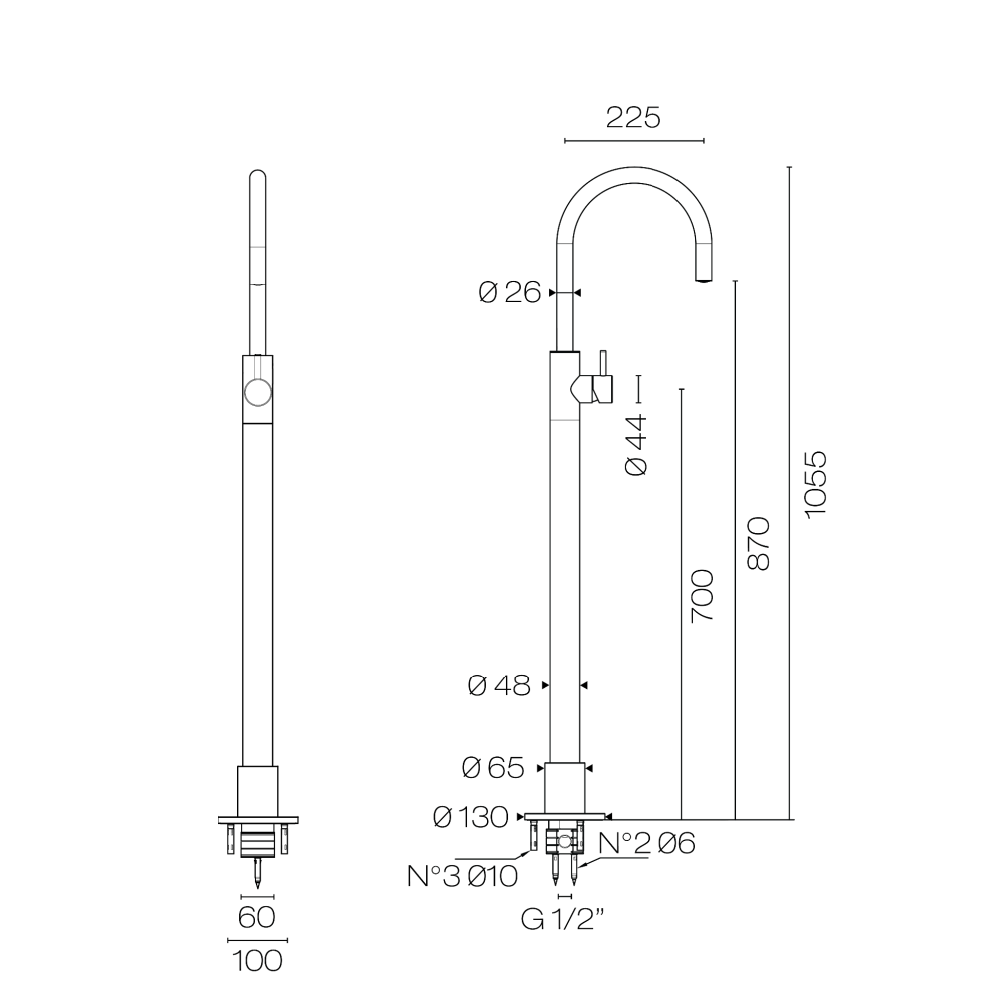 Plumbline Freestanding Bath Fillers Buddy X Floor Mount Bath Filler