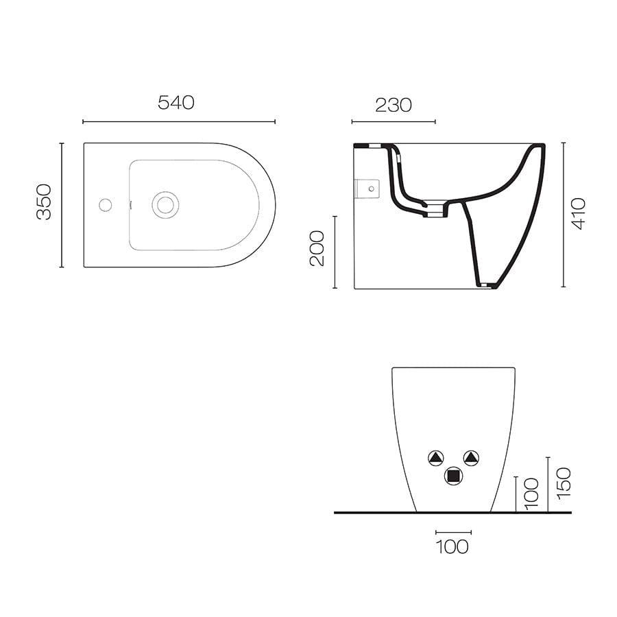 Plumbline Toilet Catalano Sfera 54 Floor Mount Bidet | Matte White